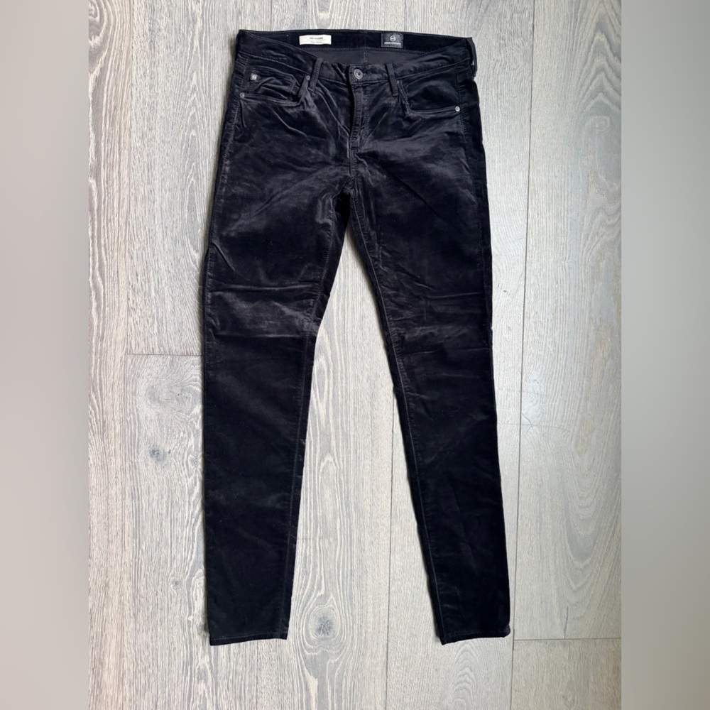 AG Adriano Goldschmied The Legging Super Skinny Pants in Black Velvet Size 29